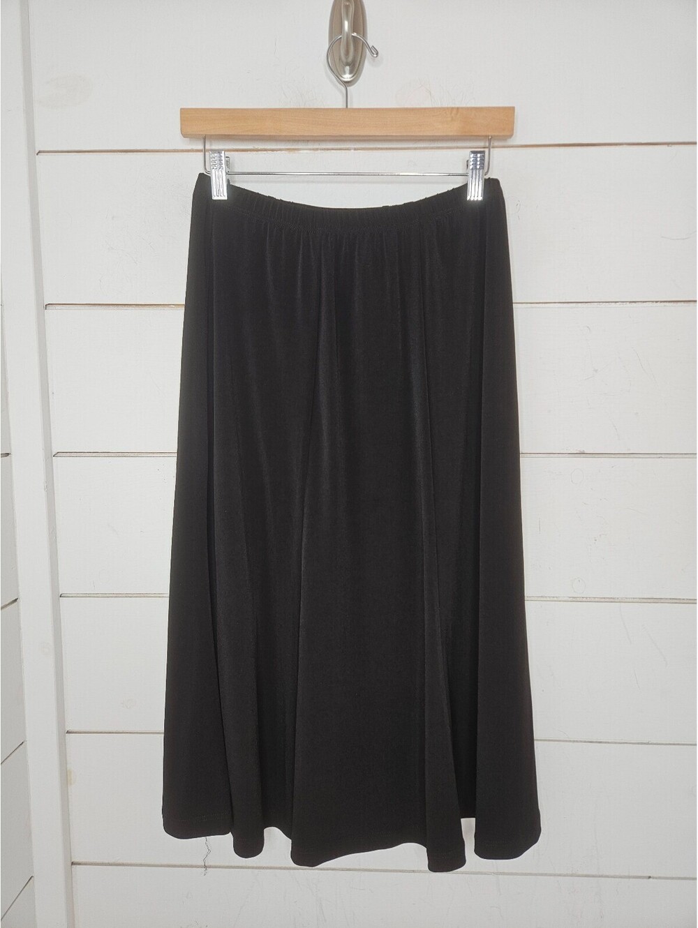 Susan Graver Liquid Knit small black stretchy midi skirt